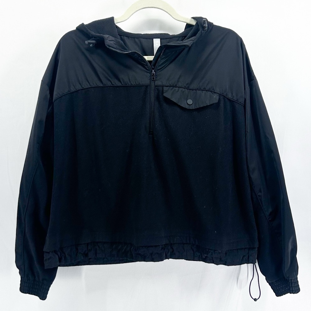 Athleta Black Zion Microfleece Hooded Half Zip Small
